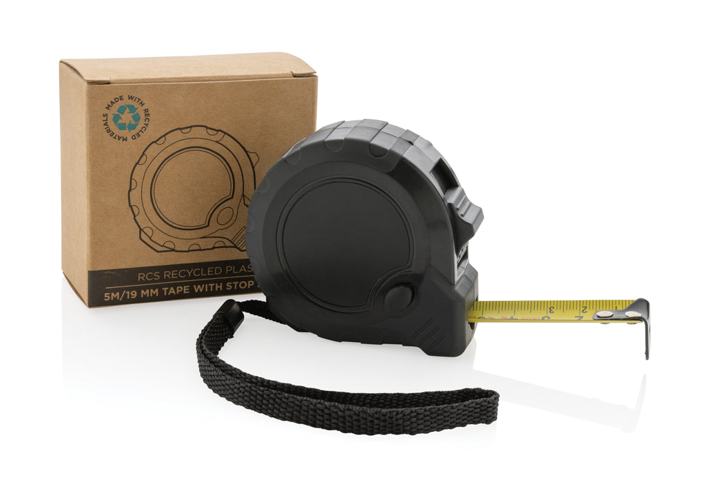 RCS återvunnen plast 5M/19mm måttband med stoppknapp