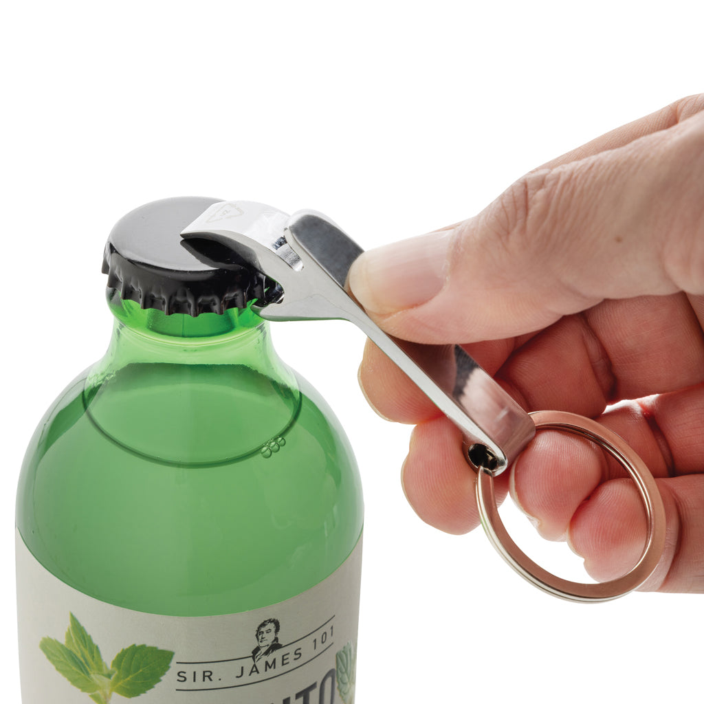 Nyckelring med flasköppnare i RCS återvunnen zinklegering