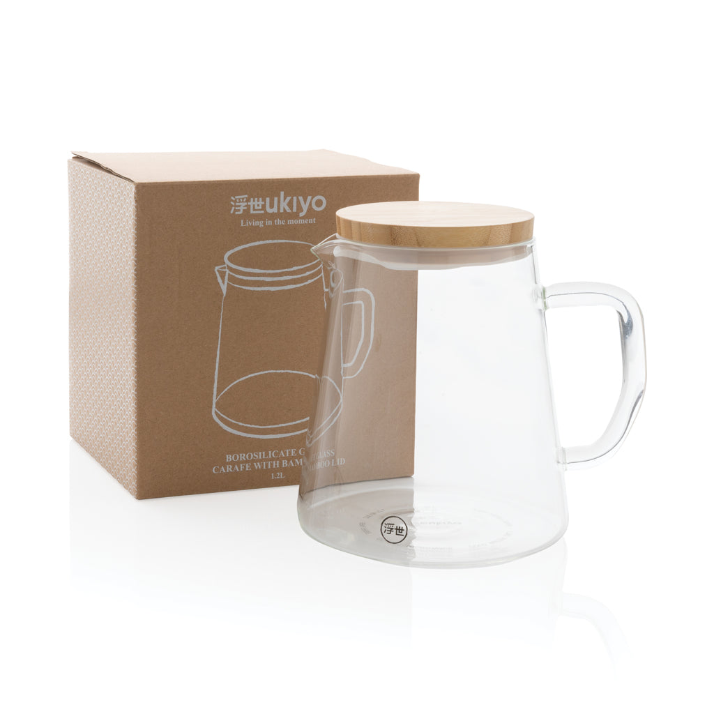 Ukiyo karaff i borosilikatglas med bambulock 1.2L