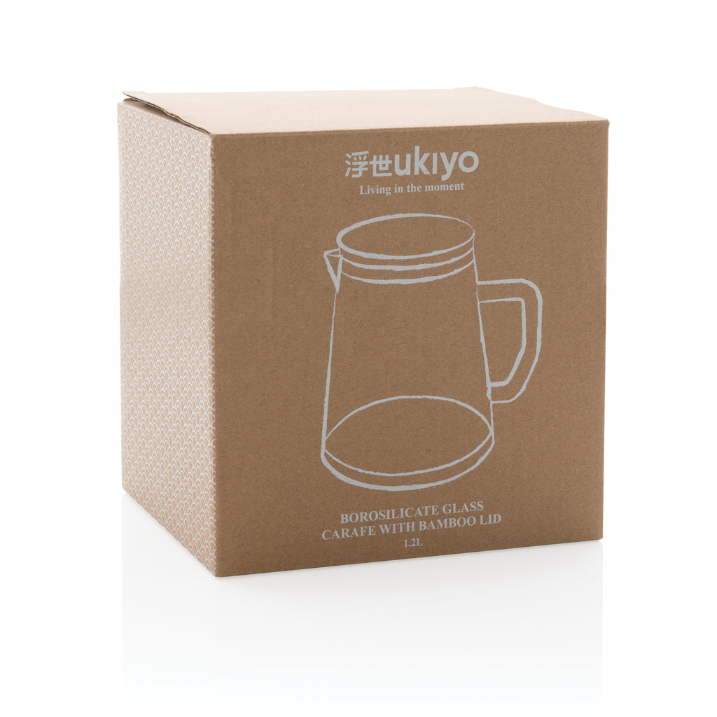 Ukiyo karaff i borosilikatglas med bambulock 1.2L