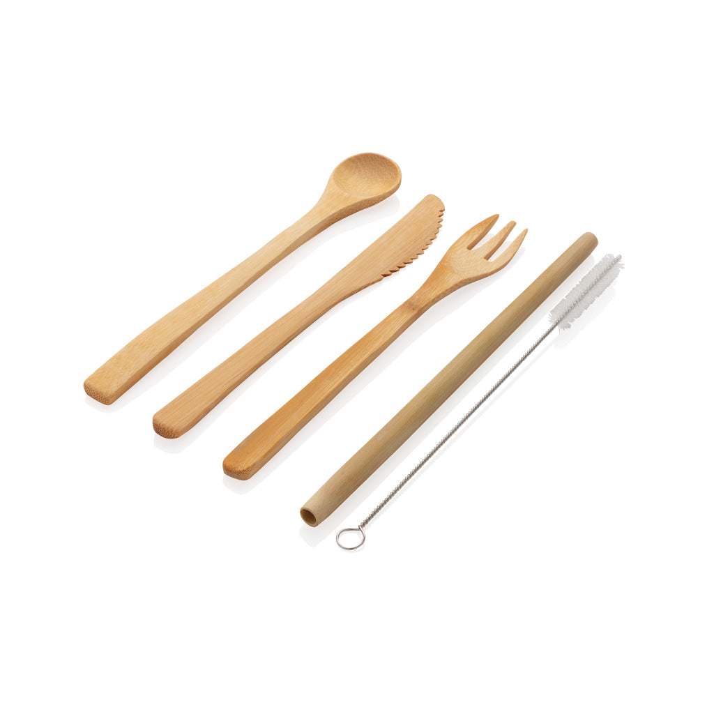 Återanvändningsbart bestick-set i bambu