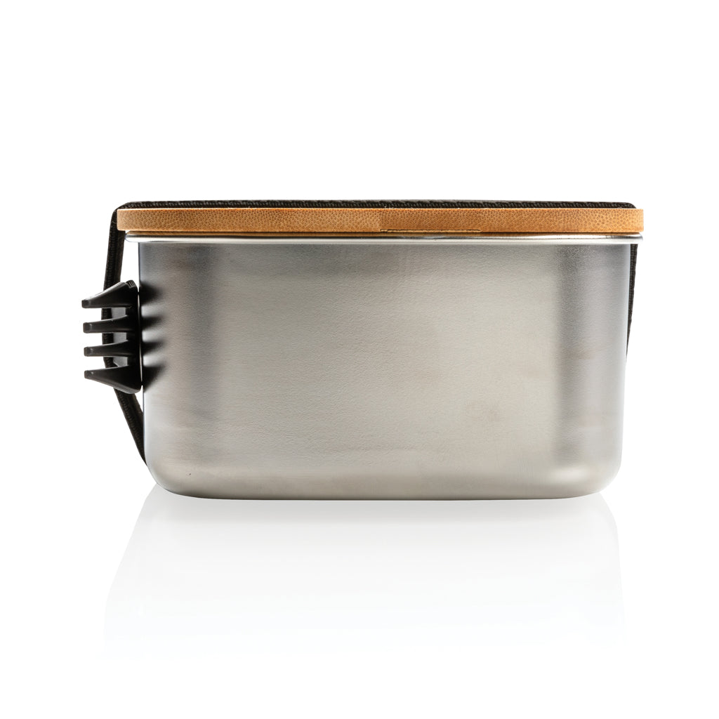 Stainless steel lunchlåda med bambulock och spork