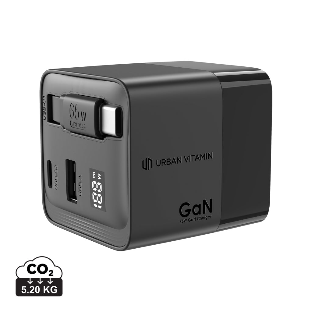 Urban Vitamin Mendocino 65W GaN-laddare med utdragbar kabel