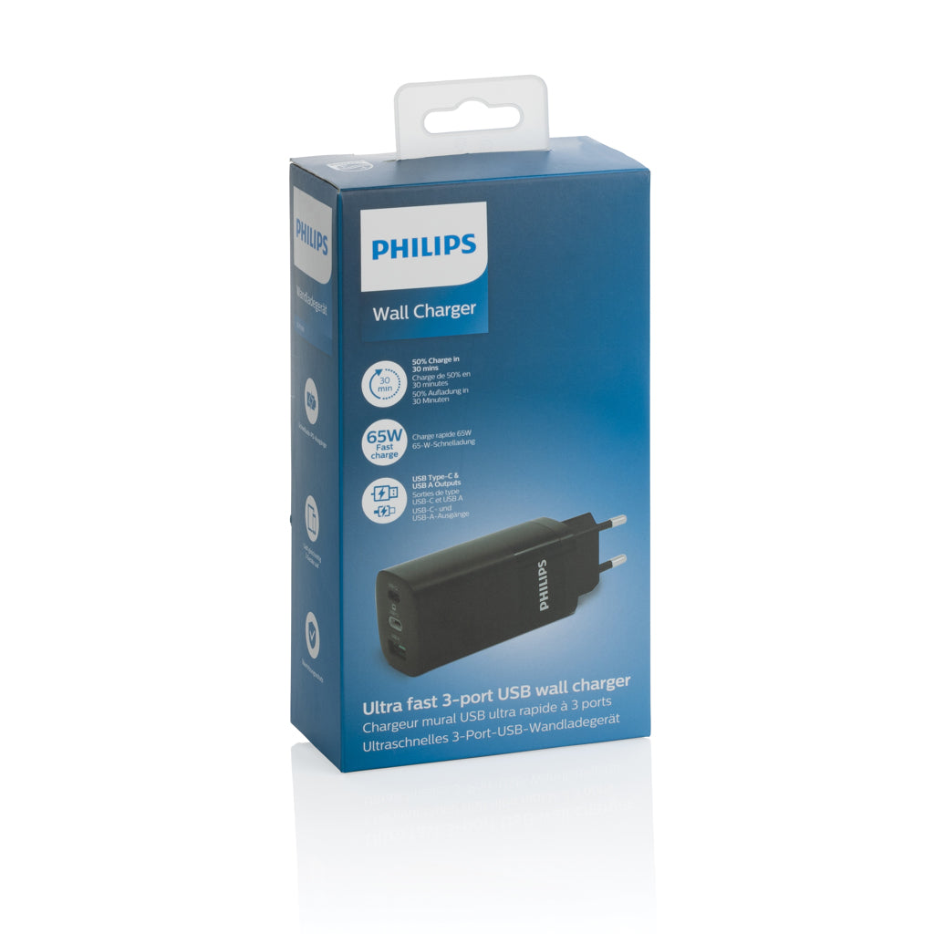 Philips 65W ultrasnabb PD 3-port USB-väggadapter