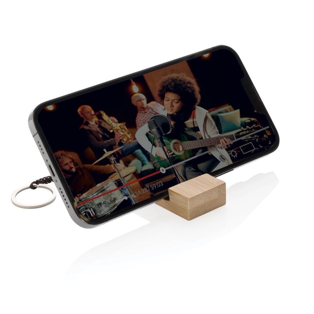 Standkey bambu nyckelring telefonstativ