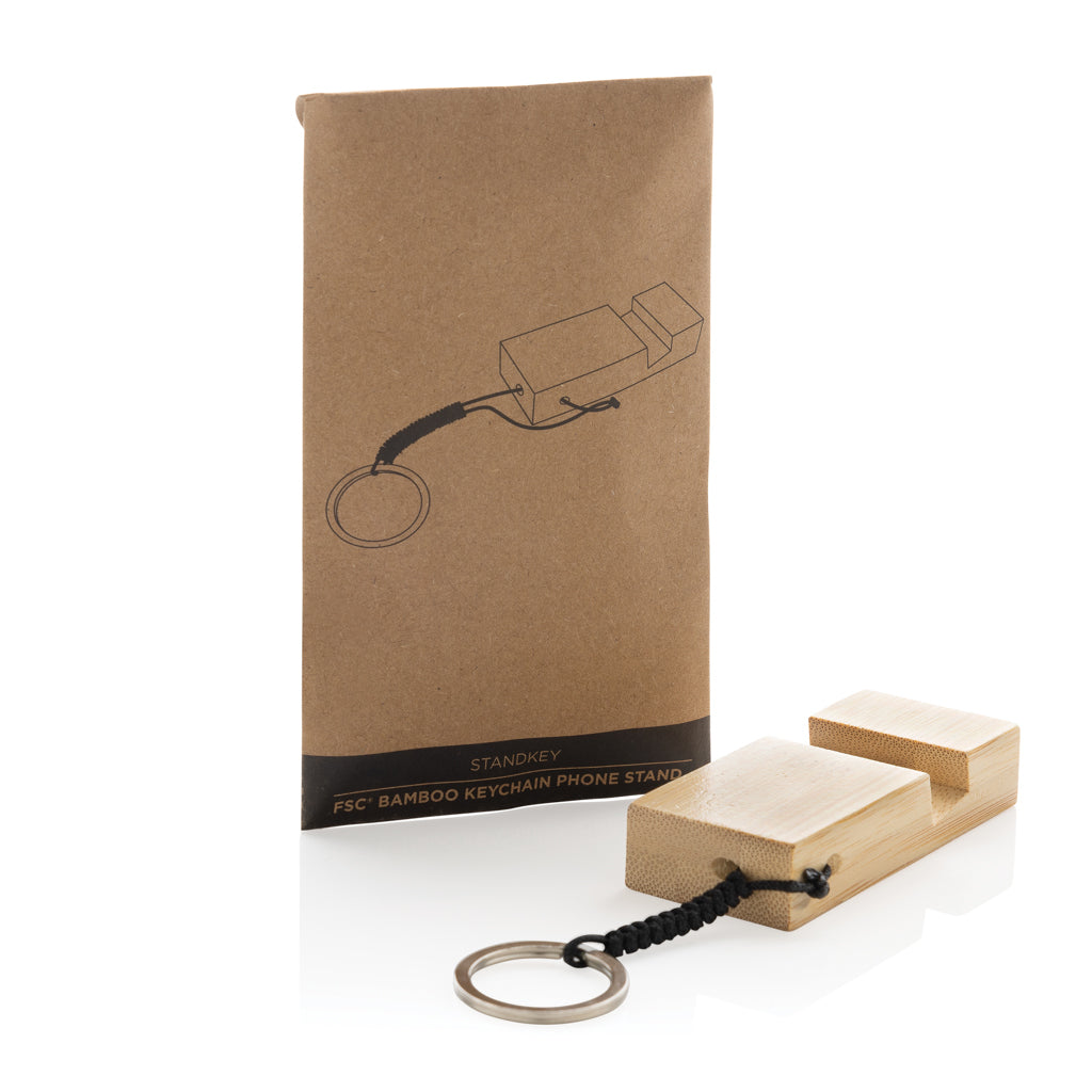 Standkey bambu nyckelring telefonstativ