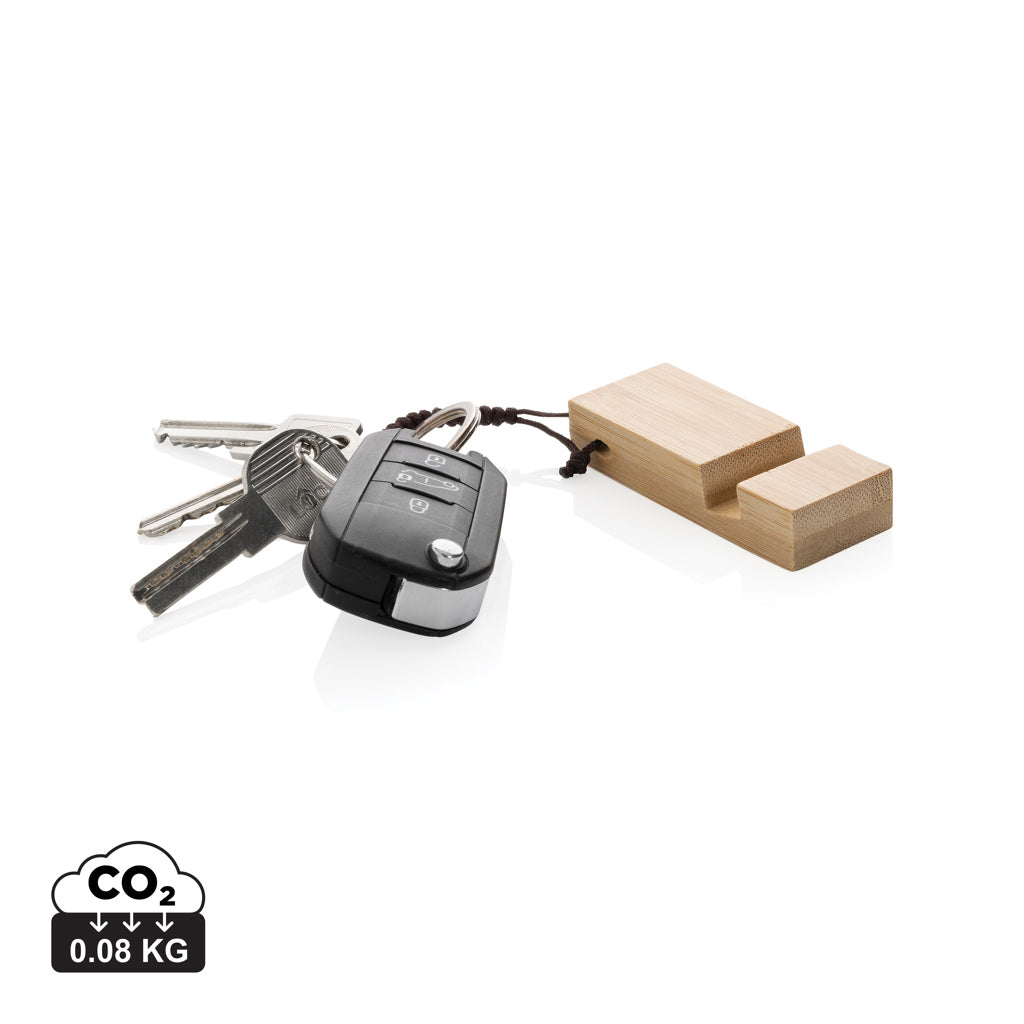 Standkey bambu nyckelring telefonstativ