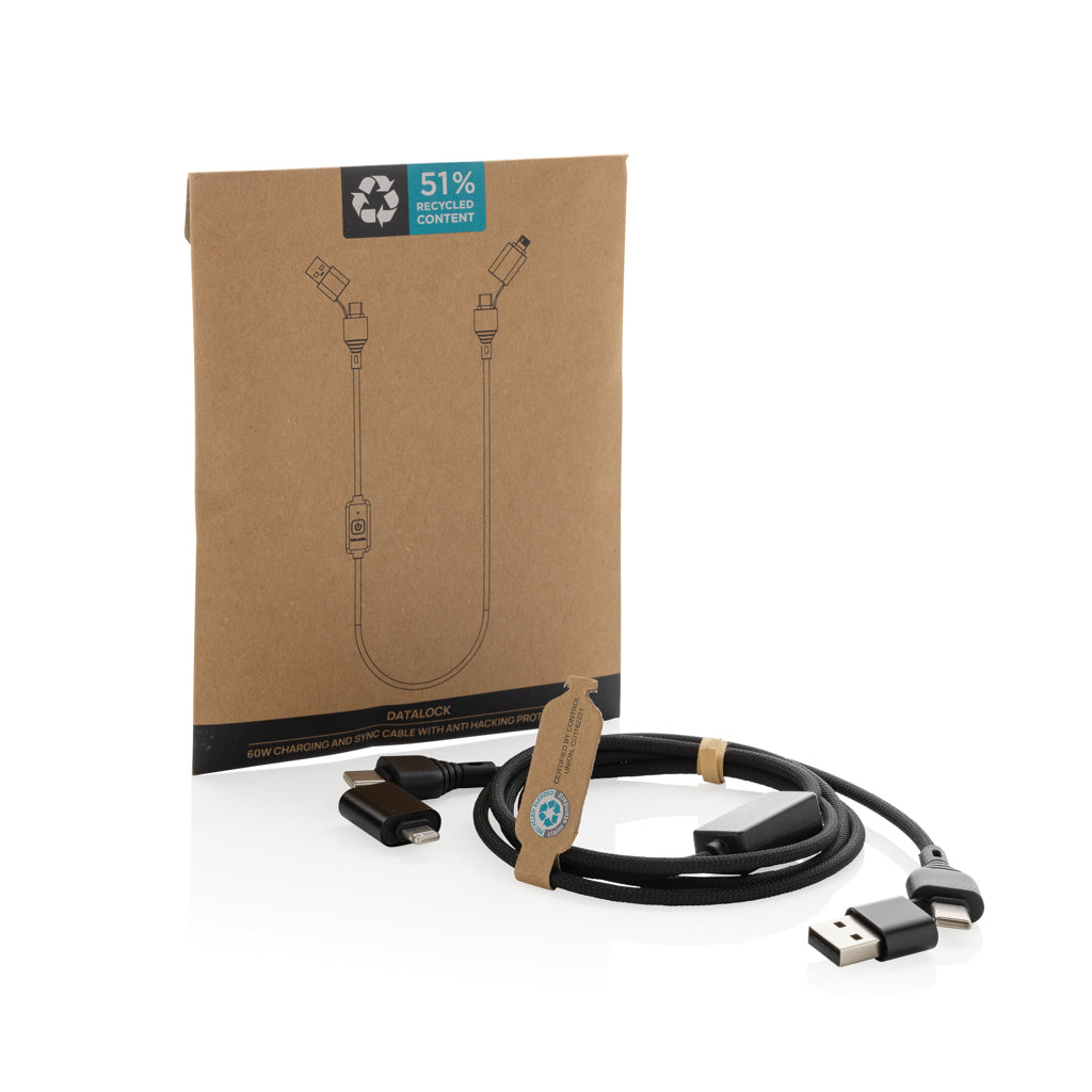 Datalock 60W kabel för skydd mot hackning RCS återvunnen