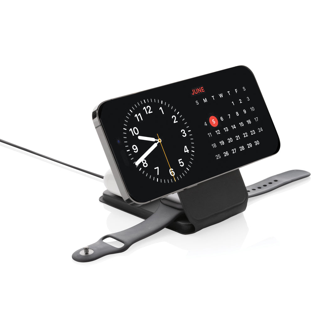 Swiss Peak 15W 3-i-1 magnetisk trådlös laddare RCS PU