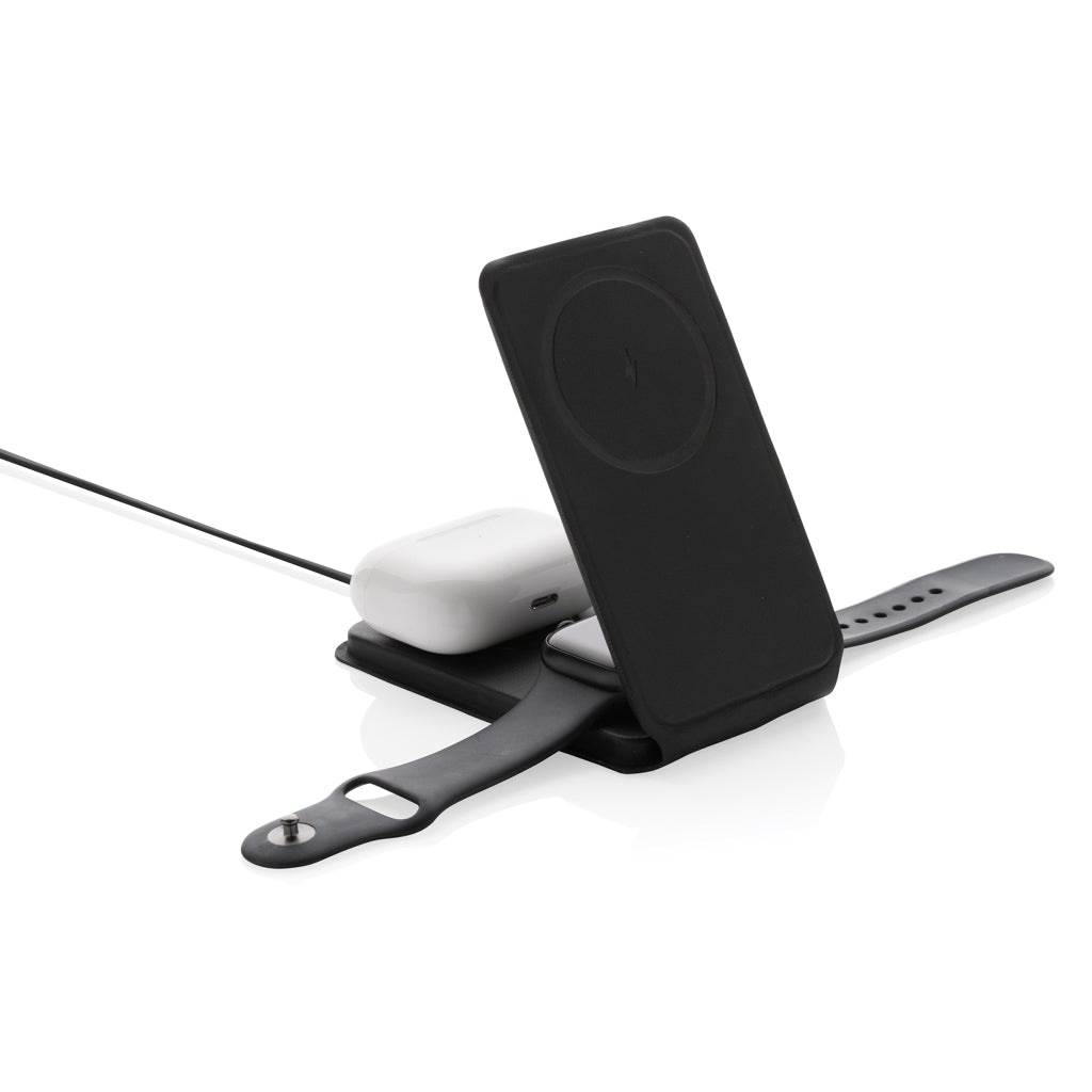 Swiss Peak 15W 3-i-1 magnetisk trådlös laddare RCS PU