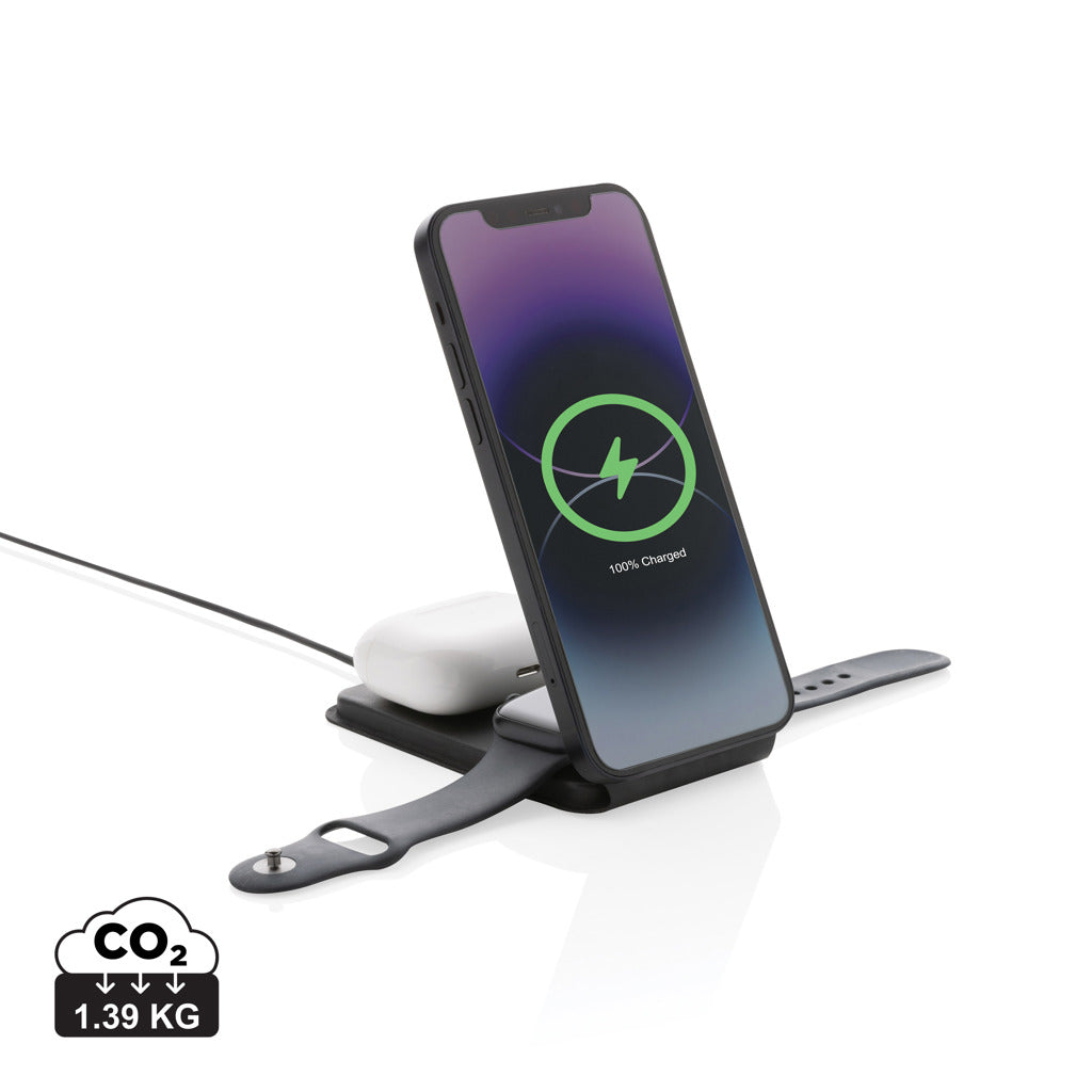 Swiss Peak 15W 3-i-1 magnetisk trådlös laddare RCS PU