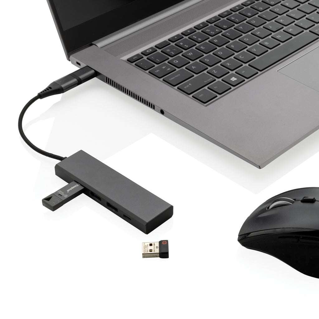 Terra hub med 3 USB portar i RCS återvunnen aluminium