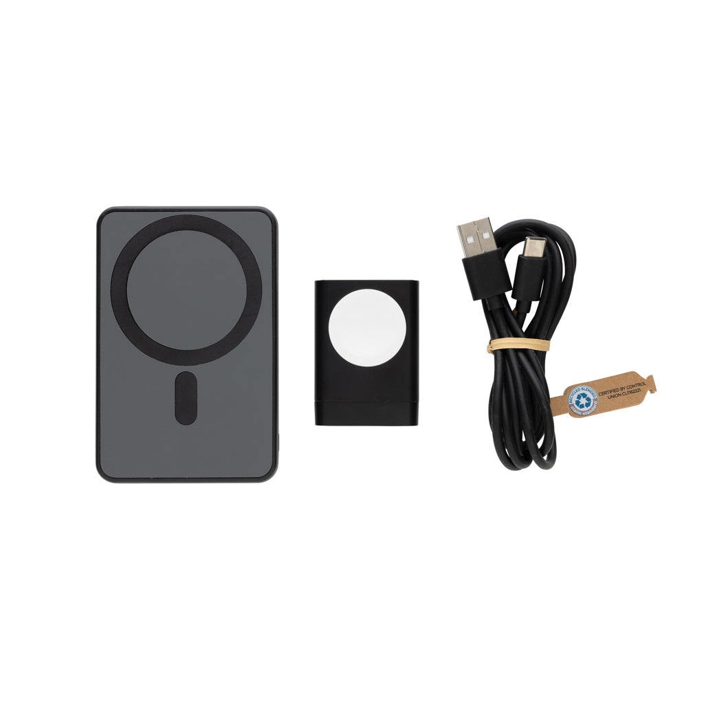 Powerbase 3-i-1-laddare med powerbank i RCS återvunnen plast