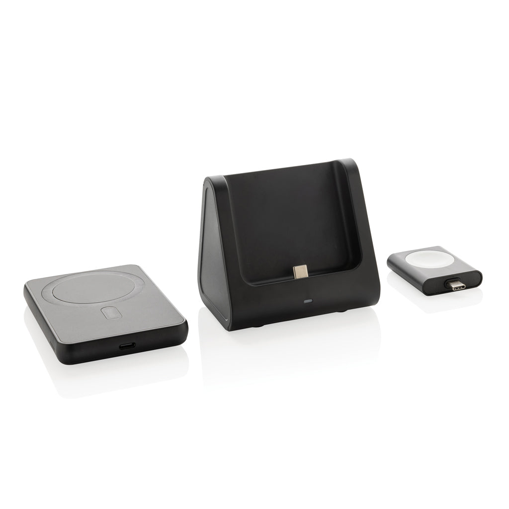 Powerbase 3-i-1-laddare med powerbank i RCS återvunnen plast