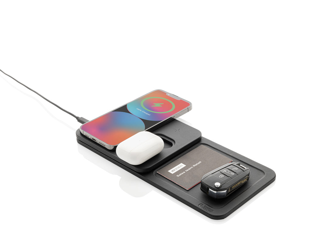 Swiss Peak 3i1 RCS återvunnen PU trådlös laddare bricka