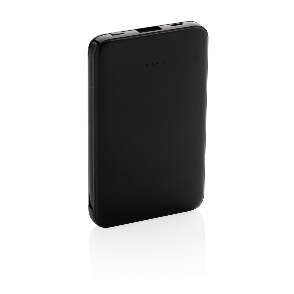 5.000 mAh powerbank i fickformat med integrerade kablar