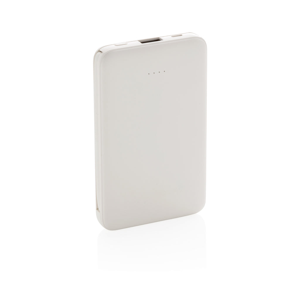 5.000 mAh powerbank i fickformat med integrerade kablar