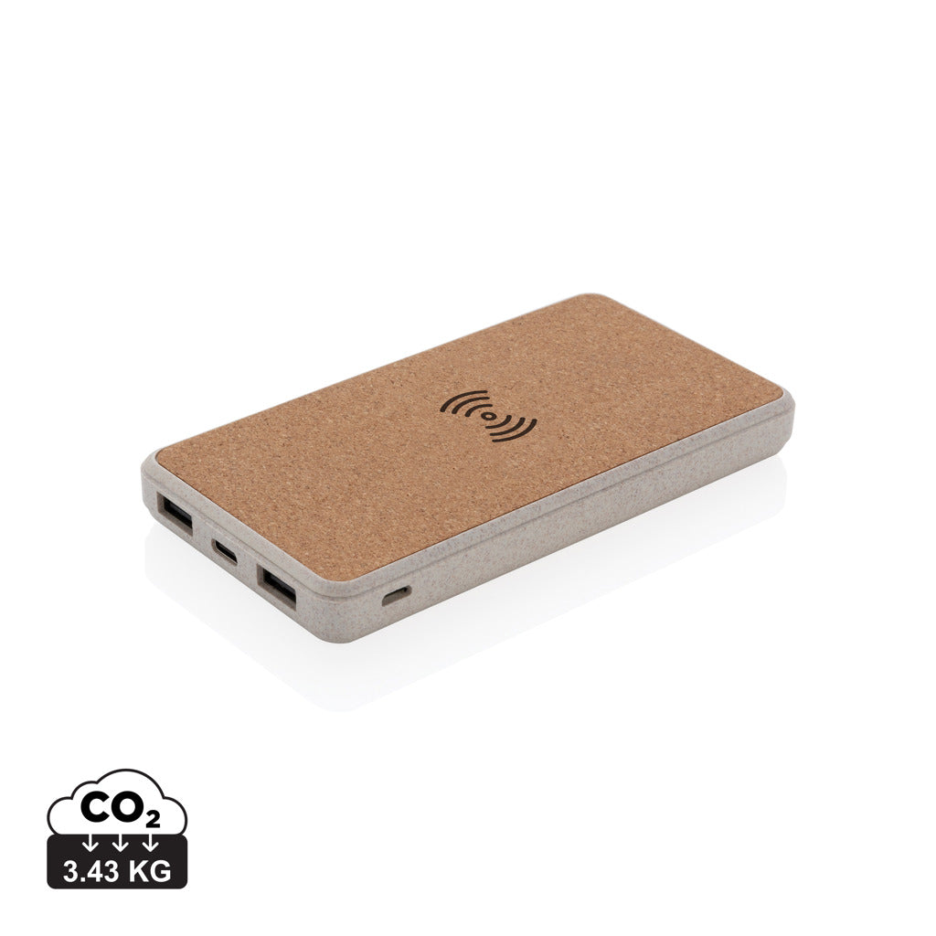 Kork och vete 8.000 mAh powerbank med 5W trådlös laddning