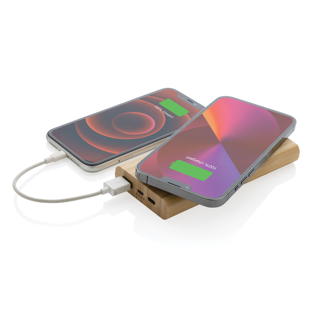 8.000 mAh, 5W trådlös powerbank i bambu