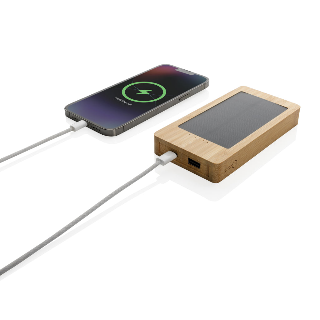 Sunwick 10.000mAh solcellspowerbank i bambu