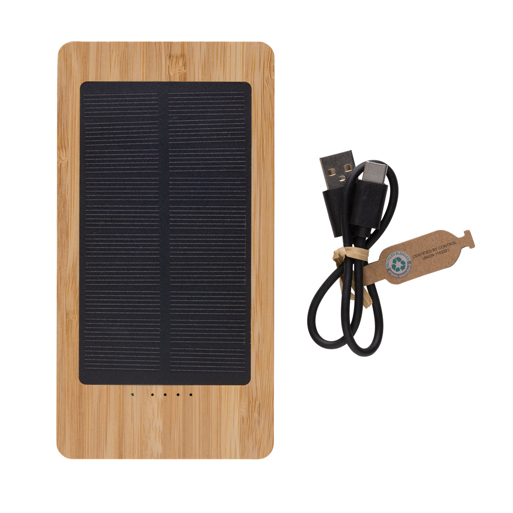 Sunwick 10.000mAh solcellspowerbank i bambu
