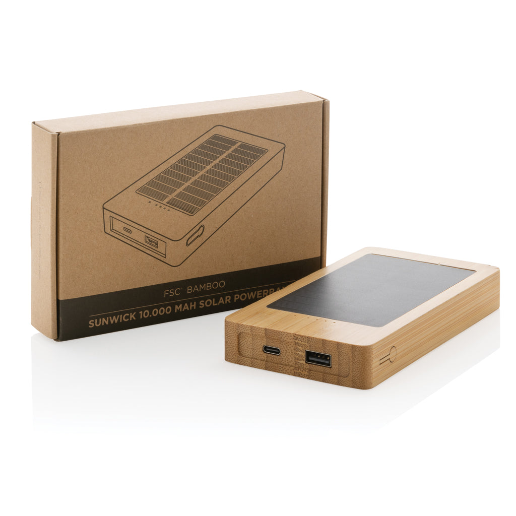 Sunwick 10.000mAh solcellspowerbank i bambu