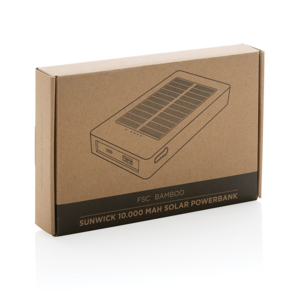 Sunwick 10.000mAh solcellspowerbank i bambu