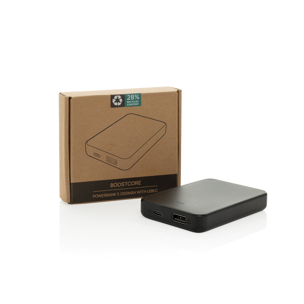 Boostcore RCS powerbank i återvunnen plast 5.000mAh med USB