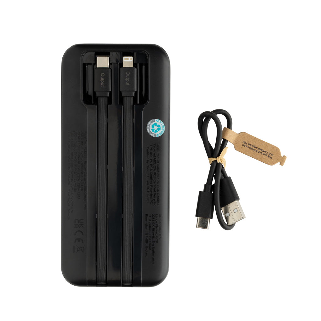 Turbopack RCS plast powerbank 10.000 integrerade kablar