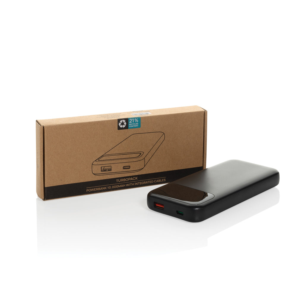 Turbopack RCS plast powerbank 10.000 integrerade kablar