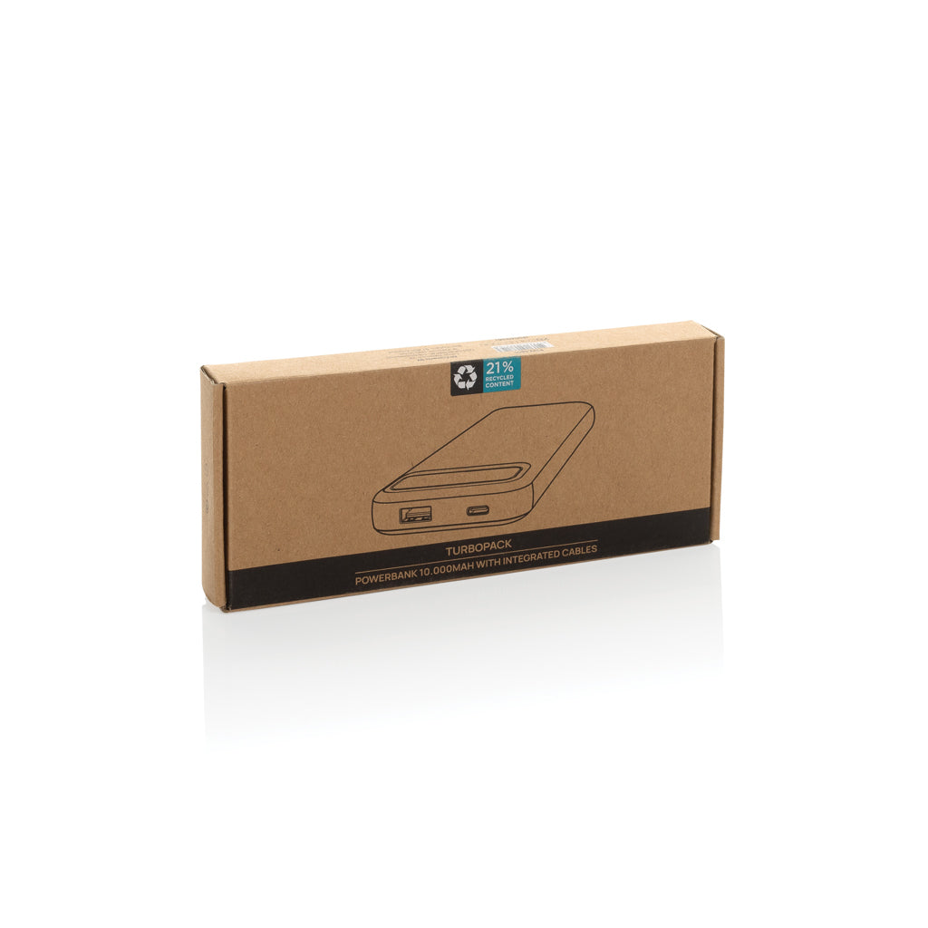 Turbopack RCS plast powerbank 10.000 integrerade kablar