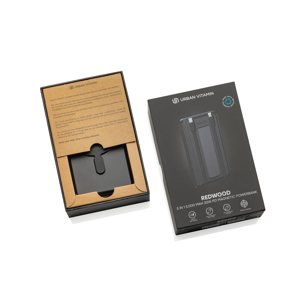 Urban Vitamin Redwood 5in1 5000mah 20WPD magnetisk powerbank