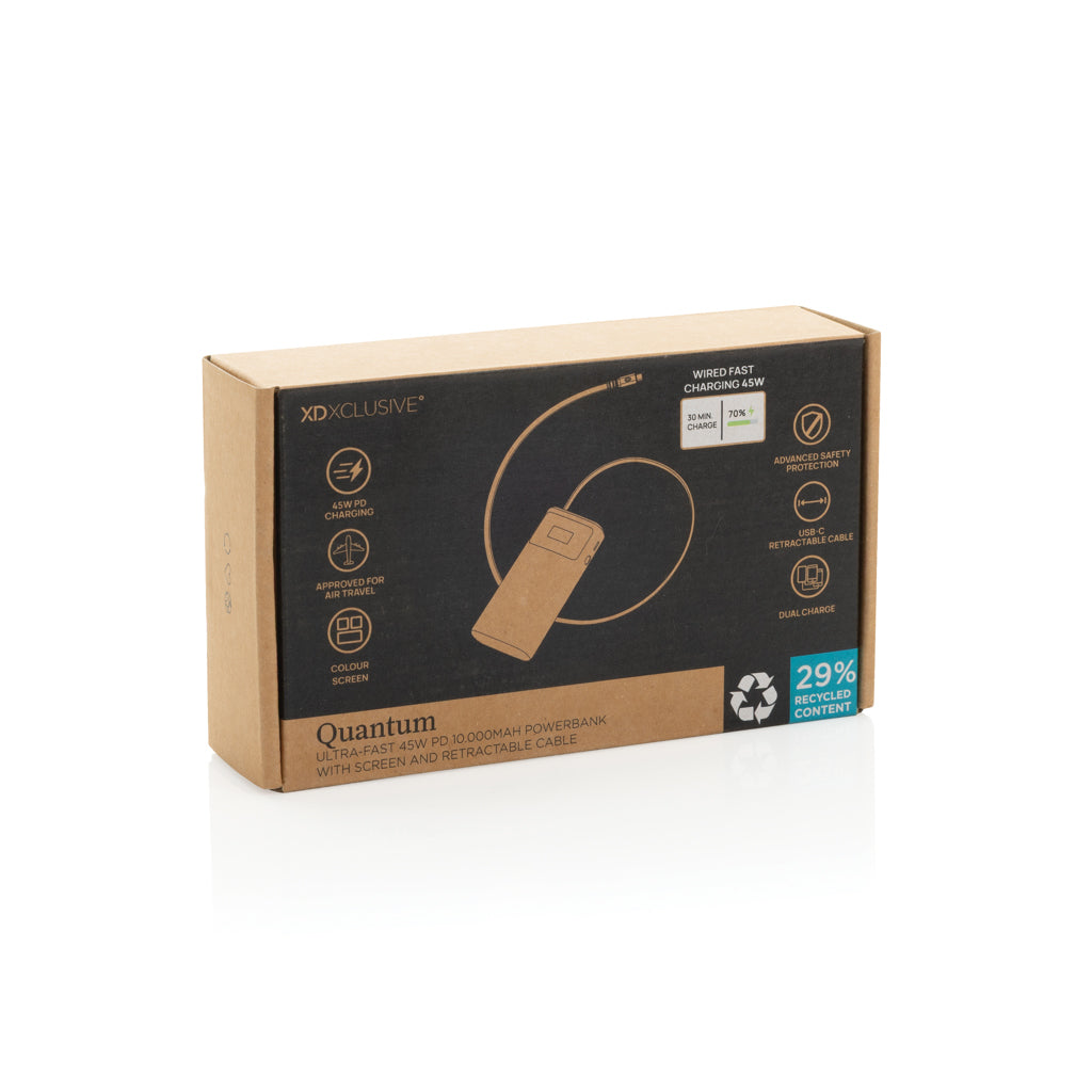 Quantum RCS ultrasnabb PD45W 10.000mAh powerbank med display
