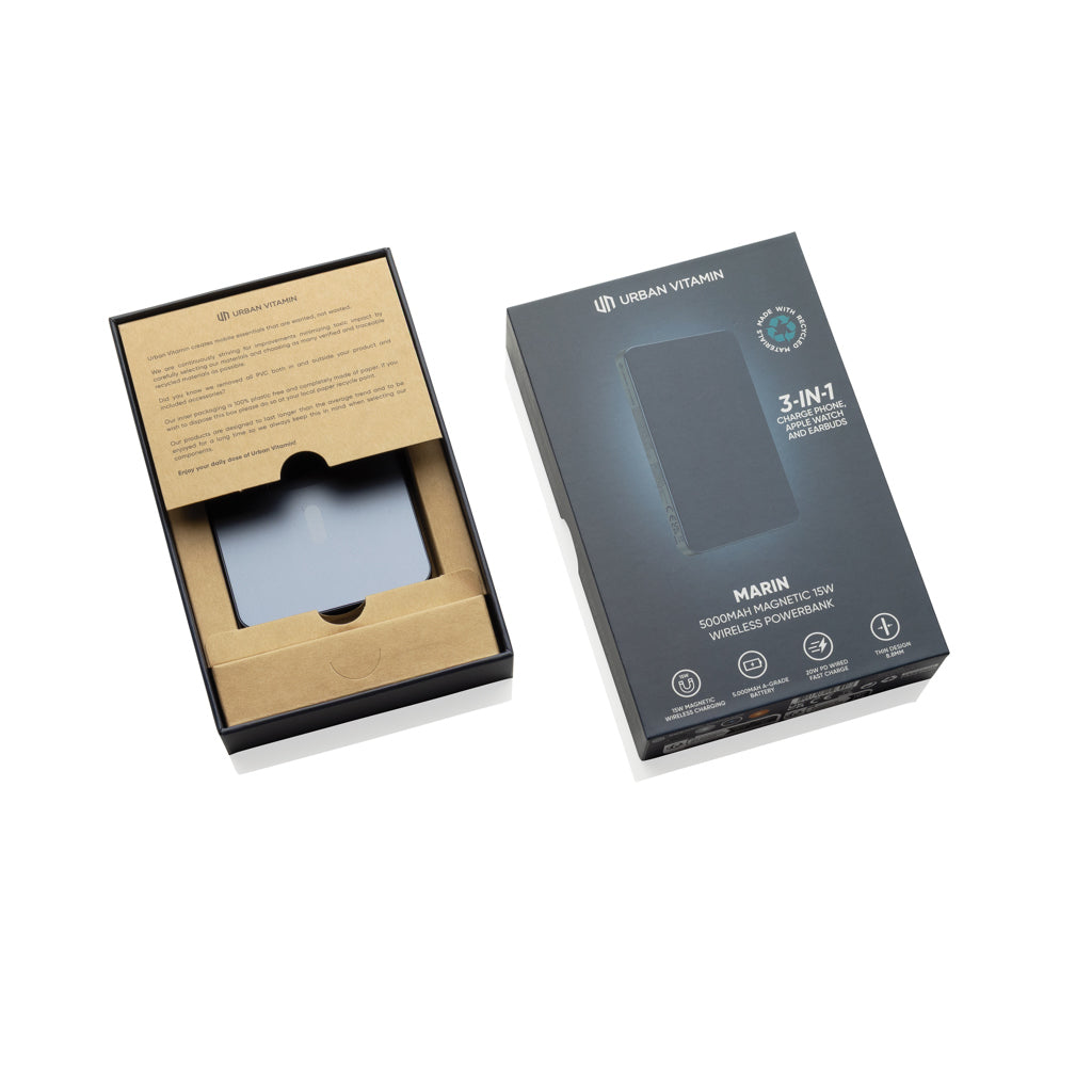 Urban Vitamin Marin 5000mAh magnetisk 15W trådlös powerbank