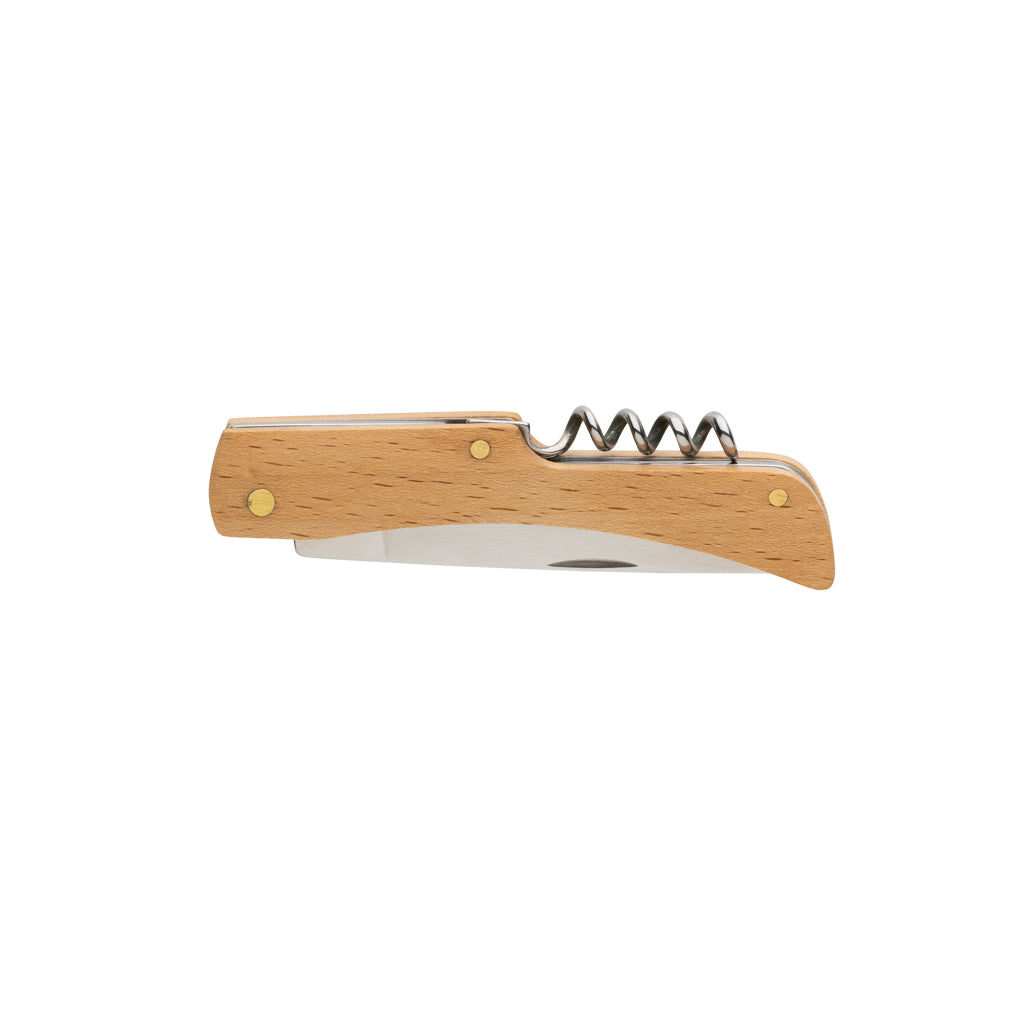 Kniv med flasköppnare i trä
