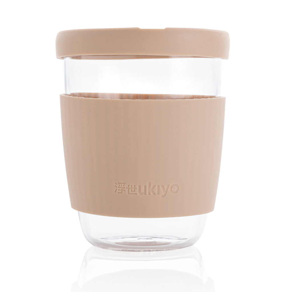 Ukiyo borosilikatglas med silikonlock och sleeve