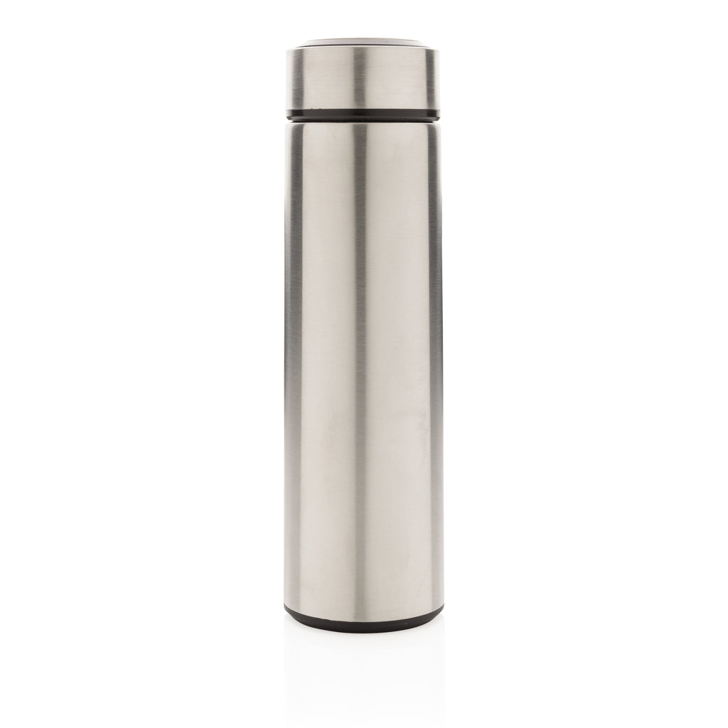 Vakuumflaska i stainless steel med lock i borstad metall