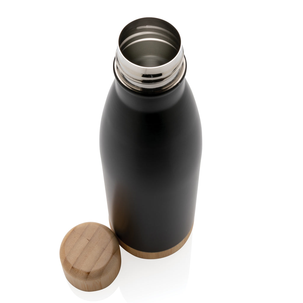 Vakuum stainless steel flaska med kork och botten i bambu