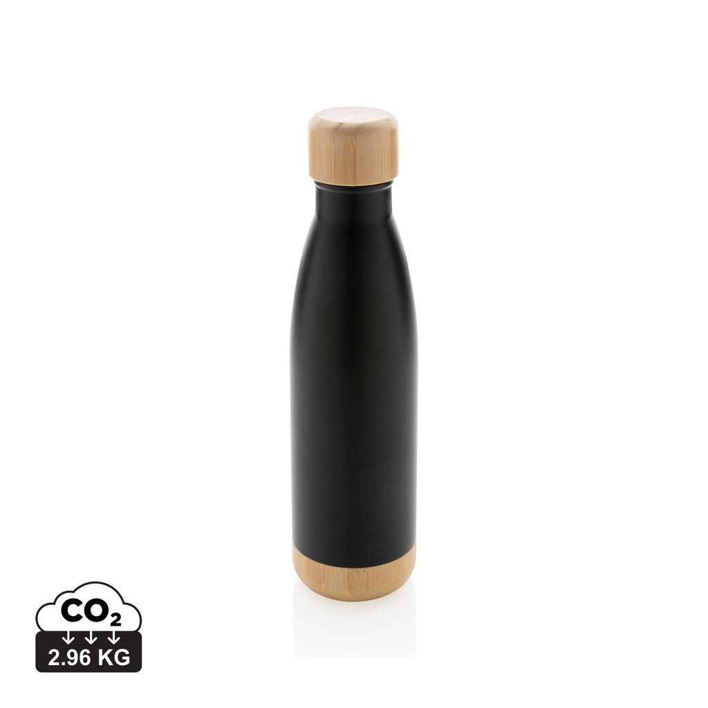 Vakuum stainless steel flaska med kork och botten i bambu