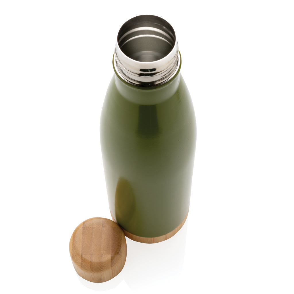 Vakuum stainless steel flaska med kork och botten i bambu