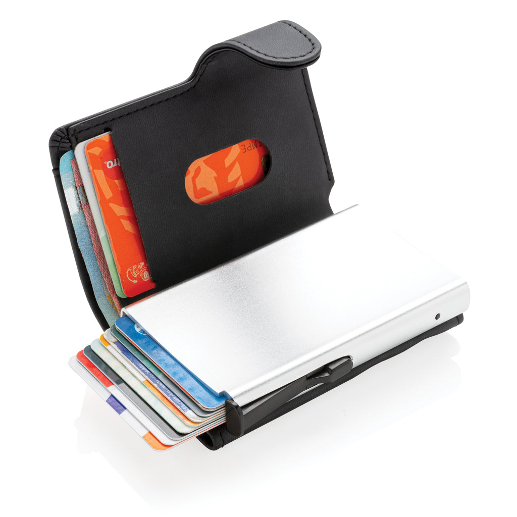 Standard aluminium RFID korthållare med PU plånbok