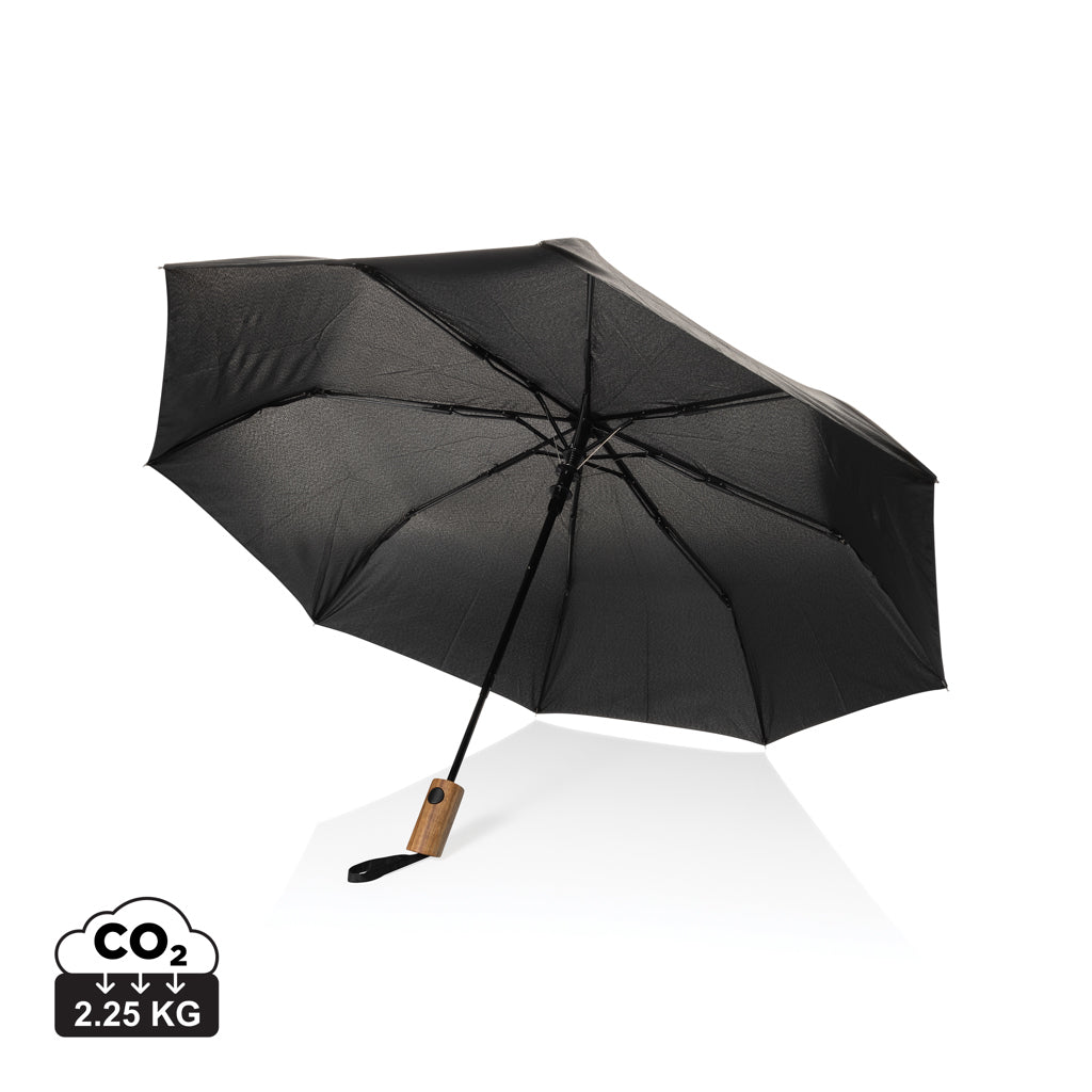 Kaycey 21” AWARE™ RPET Acacia trä mini paraply automatisk öp