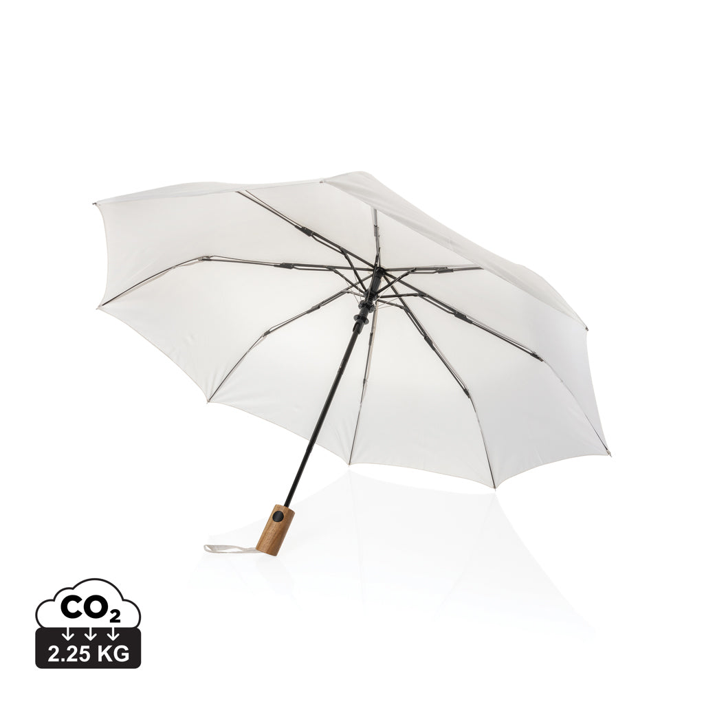 Kaycey 21” AWARE™ RPET Acacia trä mini paraply automatisk öp