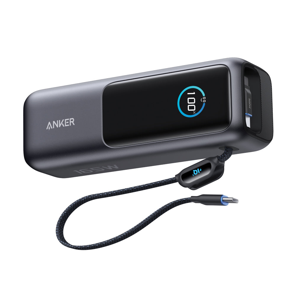 Anker Powerbank 25.000 mAh 165W med inbyggd utdragbar kabel