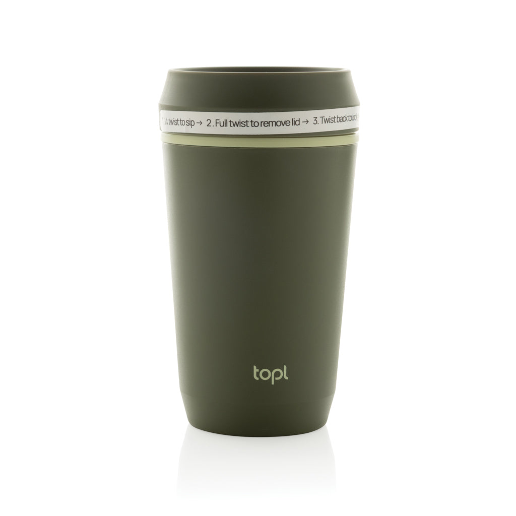 Topl To Go-glas av återvunnen plast Patenterat 360-lock 354