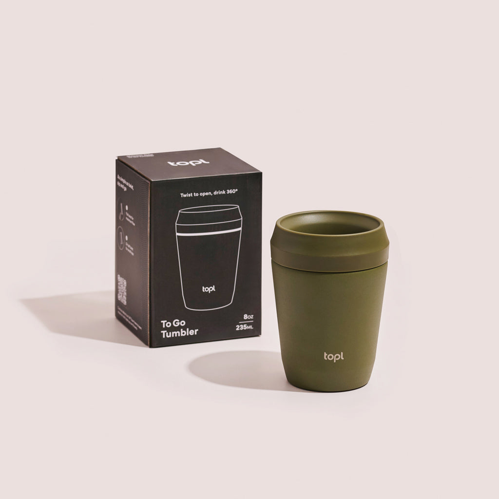 Topl To Go-glas i återvunnet stål Patenterat 360-lock 235 ml