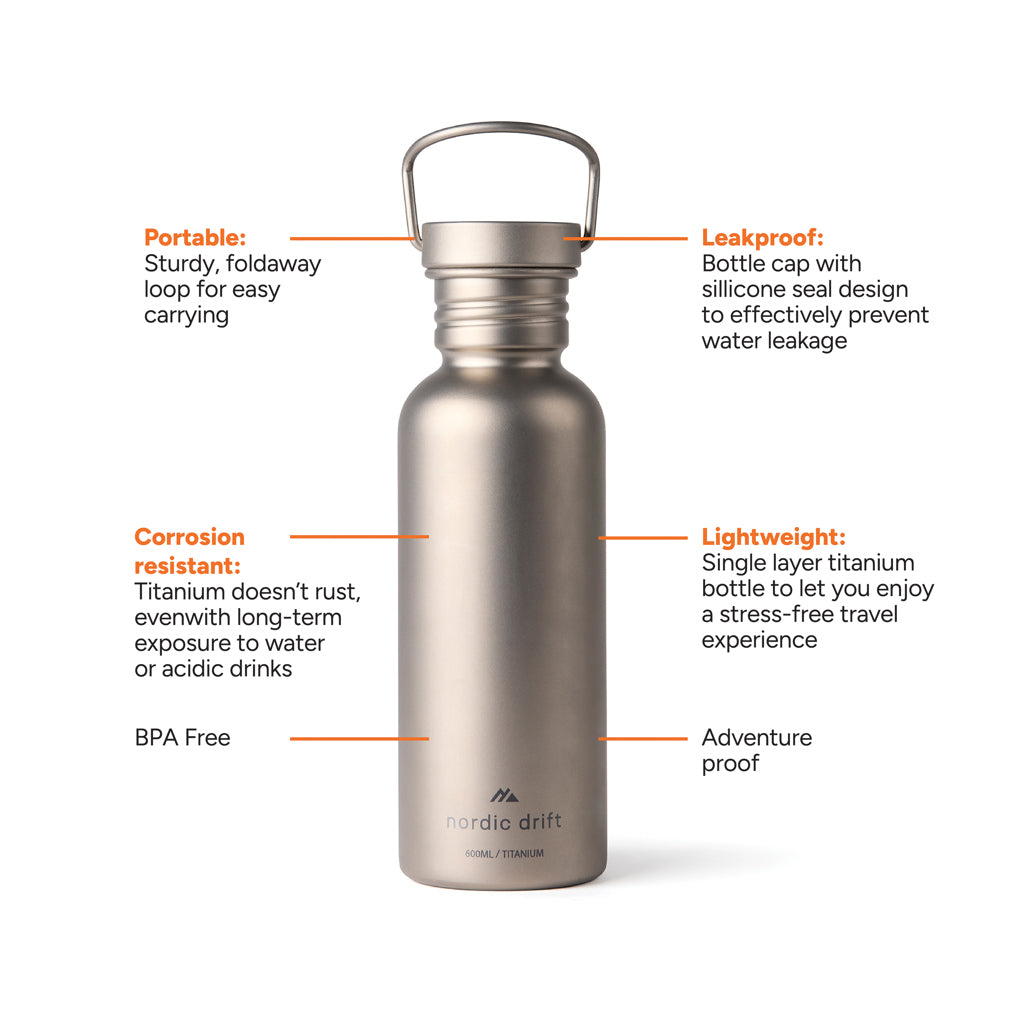 Nordic Drift Trail Light Titanium vattenflaska 600 ml