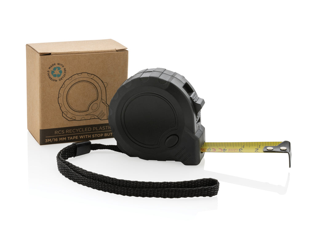 RCS återvunnen plast 3M/16mm måttband med stoppknapp