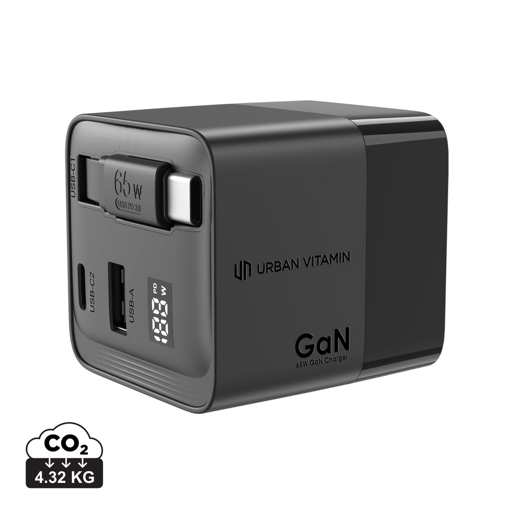 Urban Vitamin Mendocino 65W GaN-laddare med utdragbar kabel