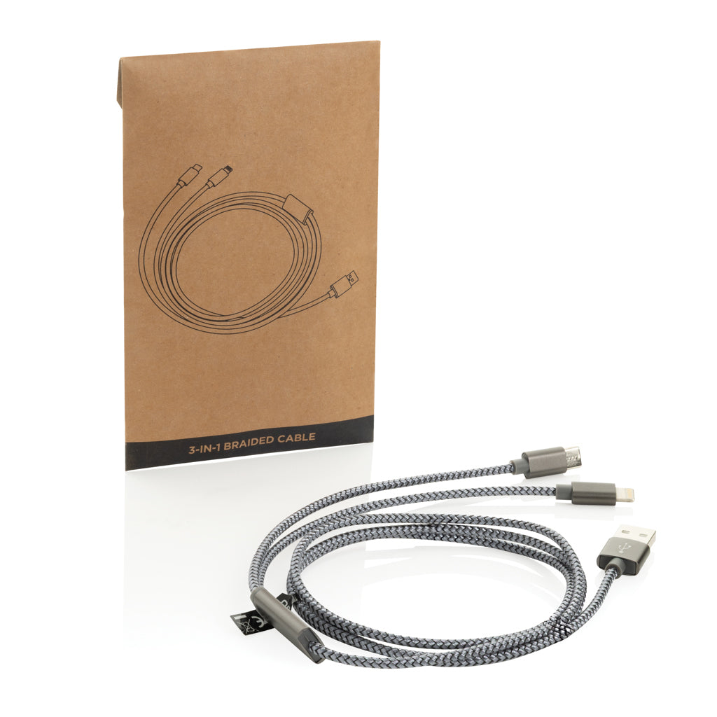 3-i-1 flätad kabel